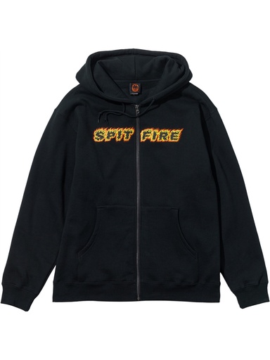 Spitfire - Flames Script Zip Hoodie - Black