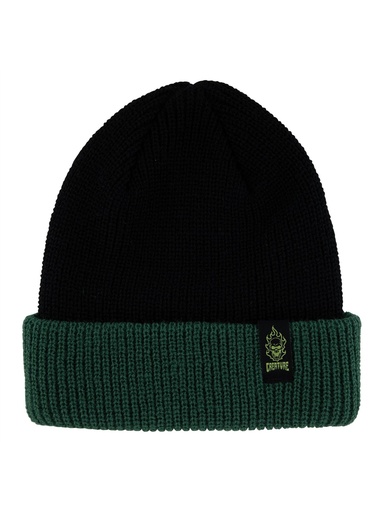 [ilu-clothes-real-139012-28872] Creature - Bonehead Label Beanie Long Shoreman - Black/Green