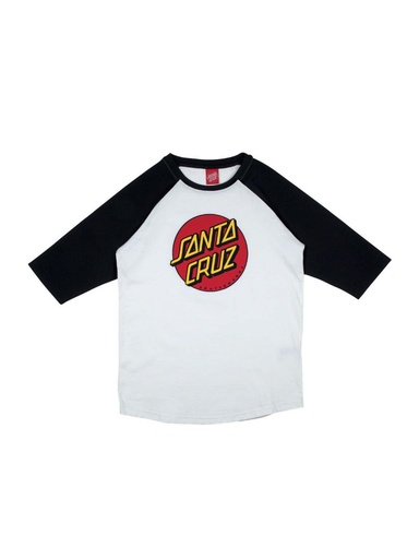[ilu-clothes-real-88616-29229] Santa Cruz - Classic Dot Kids Baseball 3/4 Sleeve - Black/White