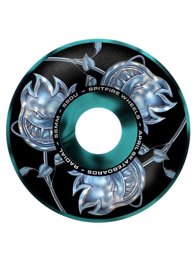 [ilu-skate-wheels-spitfire-99d-f4-radials-spitfire-x-april-chrome-rose-bighead-56mm-black-blue-swirl] Spitfire 99D F4 Radials Spitfire x April Chrome Rose Bighead 56mm Black/Blue Swirl